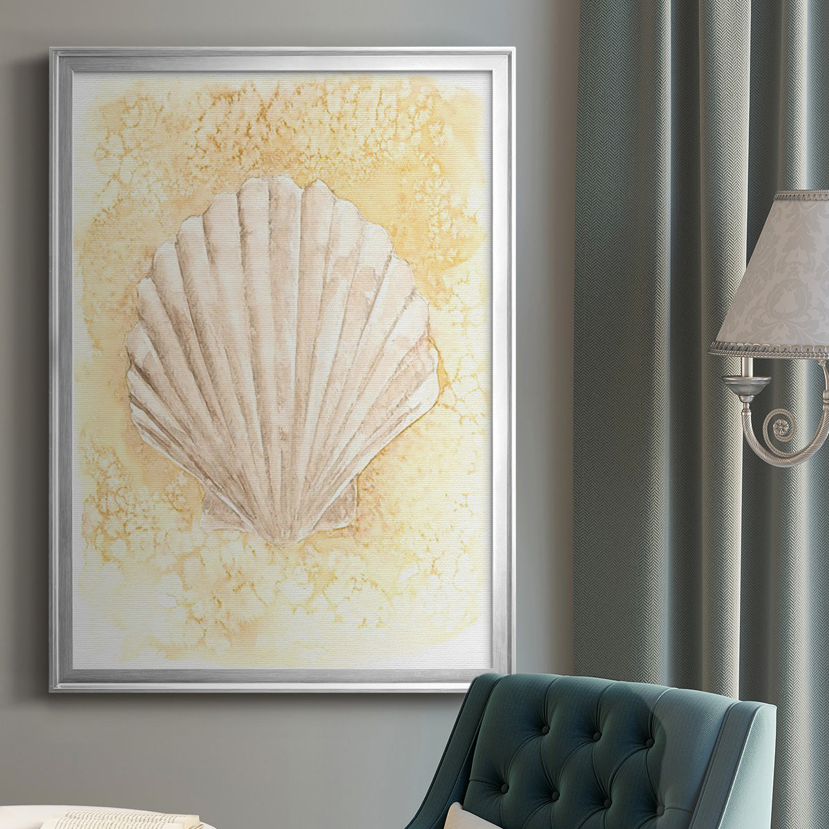 Salty Seashell II - Modern Framed Canvas Print