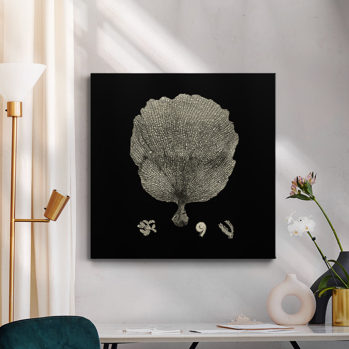 Black and Tan Coral II - Canvas Art Print