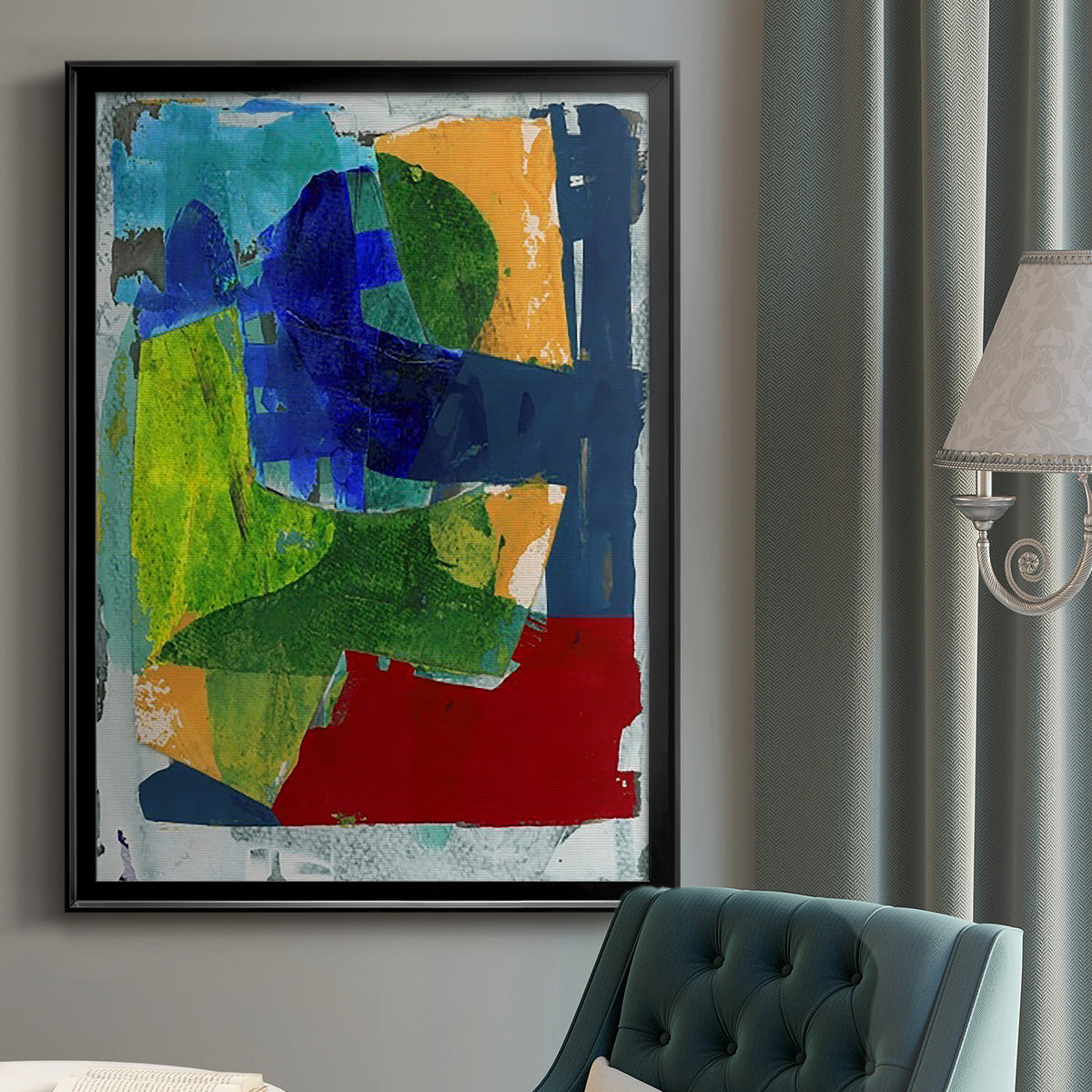 Brights Strokes II - Modern Framed Canvas Print