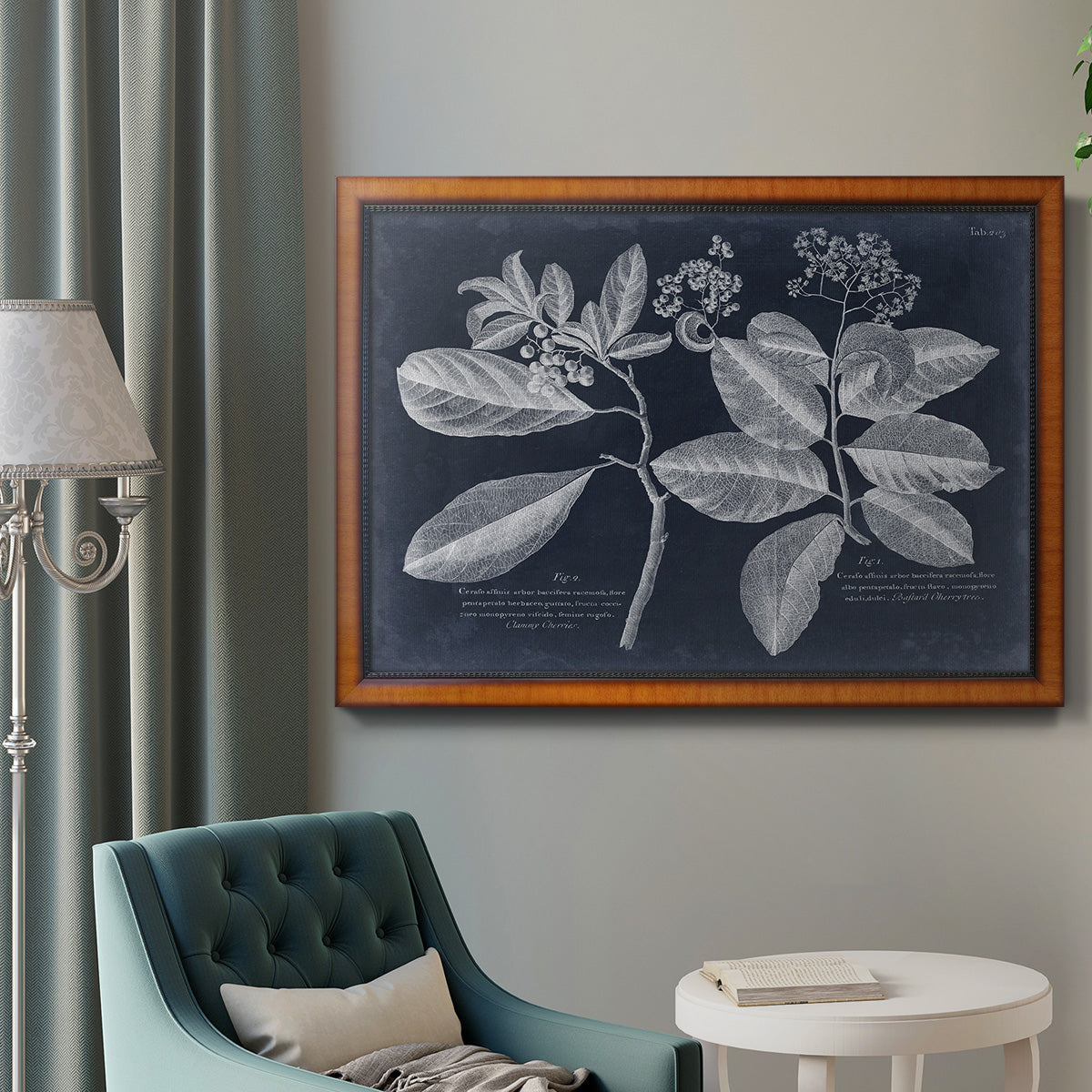 Foliage on Navy IV Premium Framed Canvas- Ready to Hang