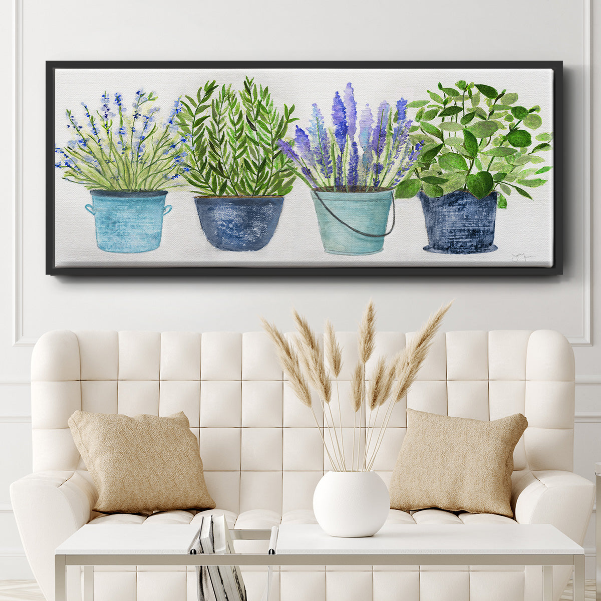 Fresh Herb Collection - Floater Framed Canvas Print
