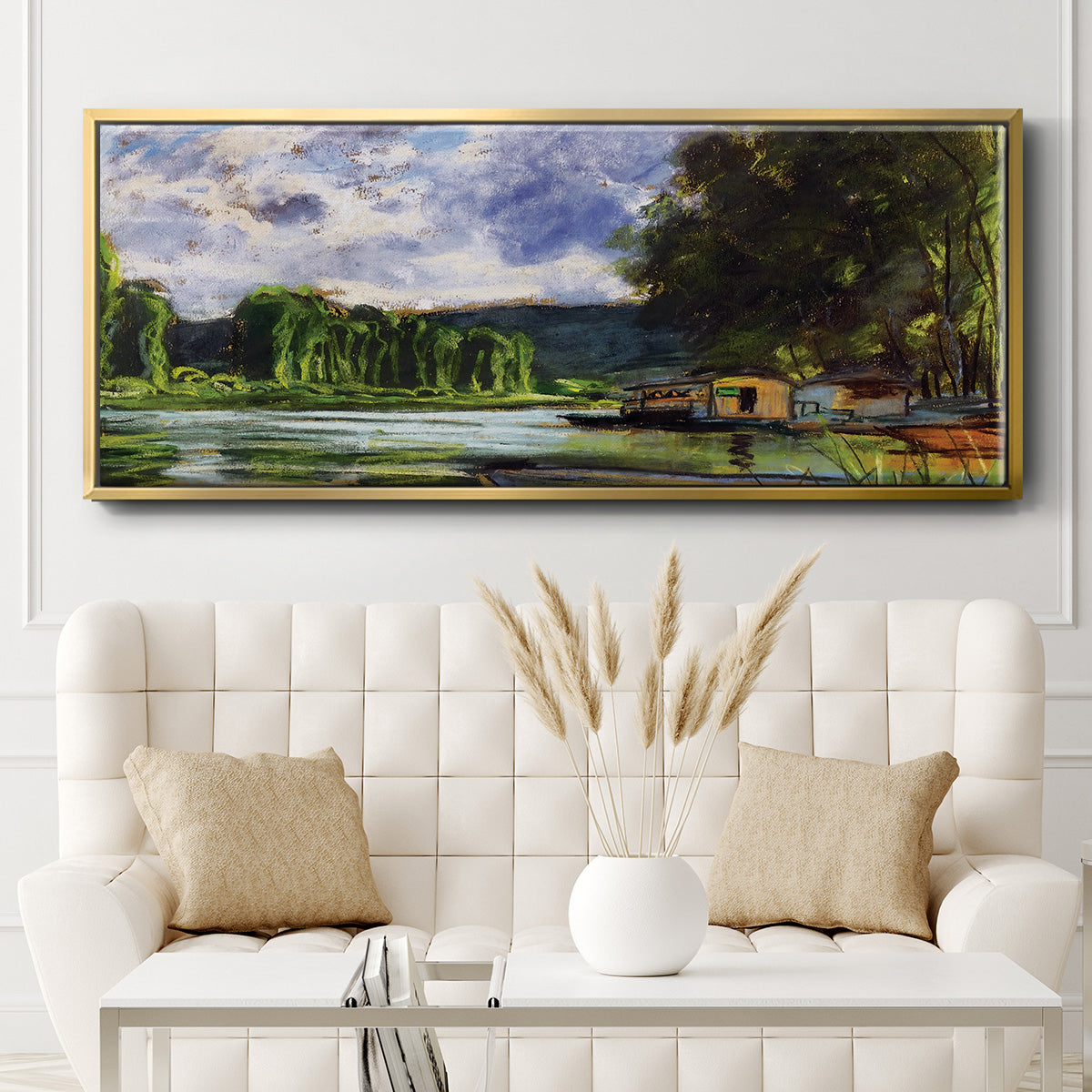 The Banks of the Seine near Jeufosse (Eure), 1880 - Floater Framed Canvas Print