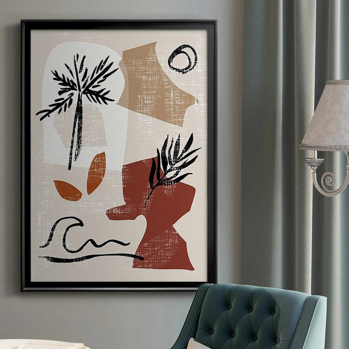 Soft Palms III - Modern Framed Canvas Print