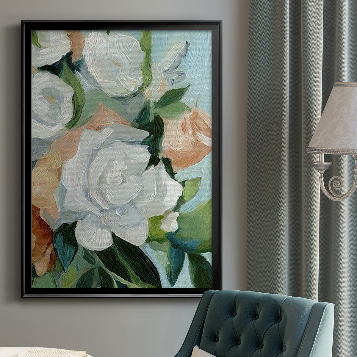 Bouquet Scatter I - Modern Framed Canvas Print