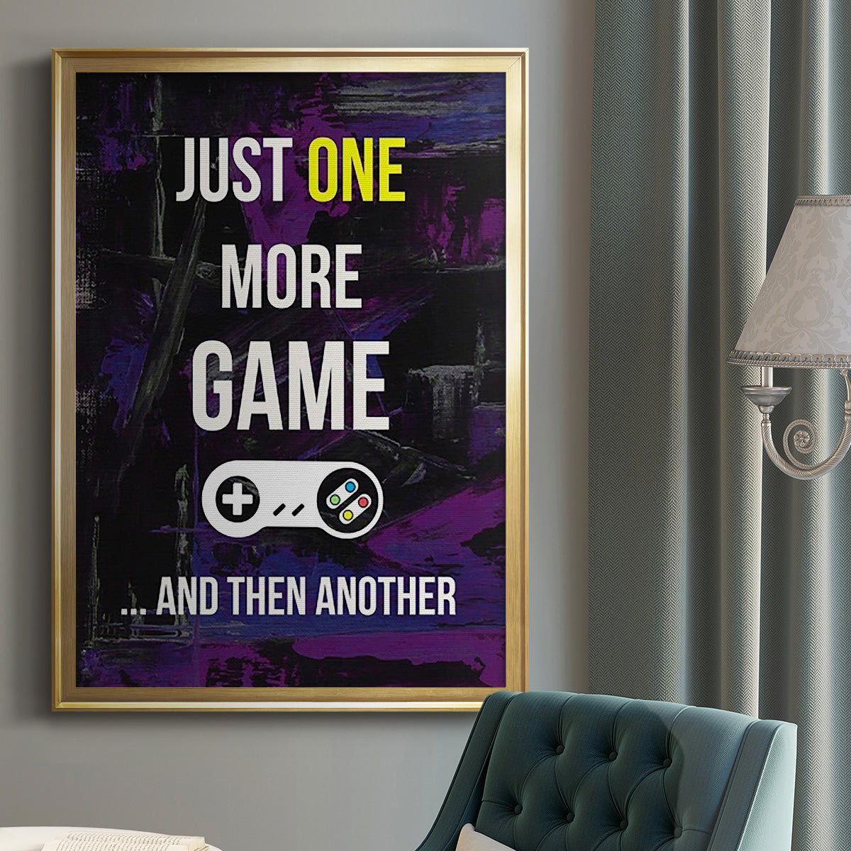 Gamer at Play II - Modern Framed Canvas Print