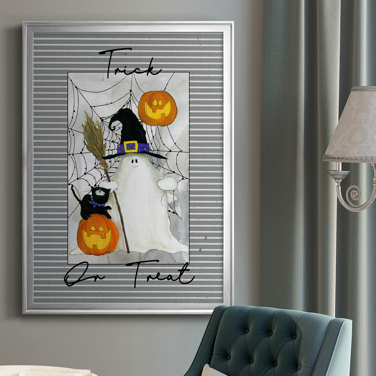 Trick or Treat Ghost - Modern Framed Canvas Print