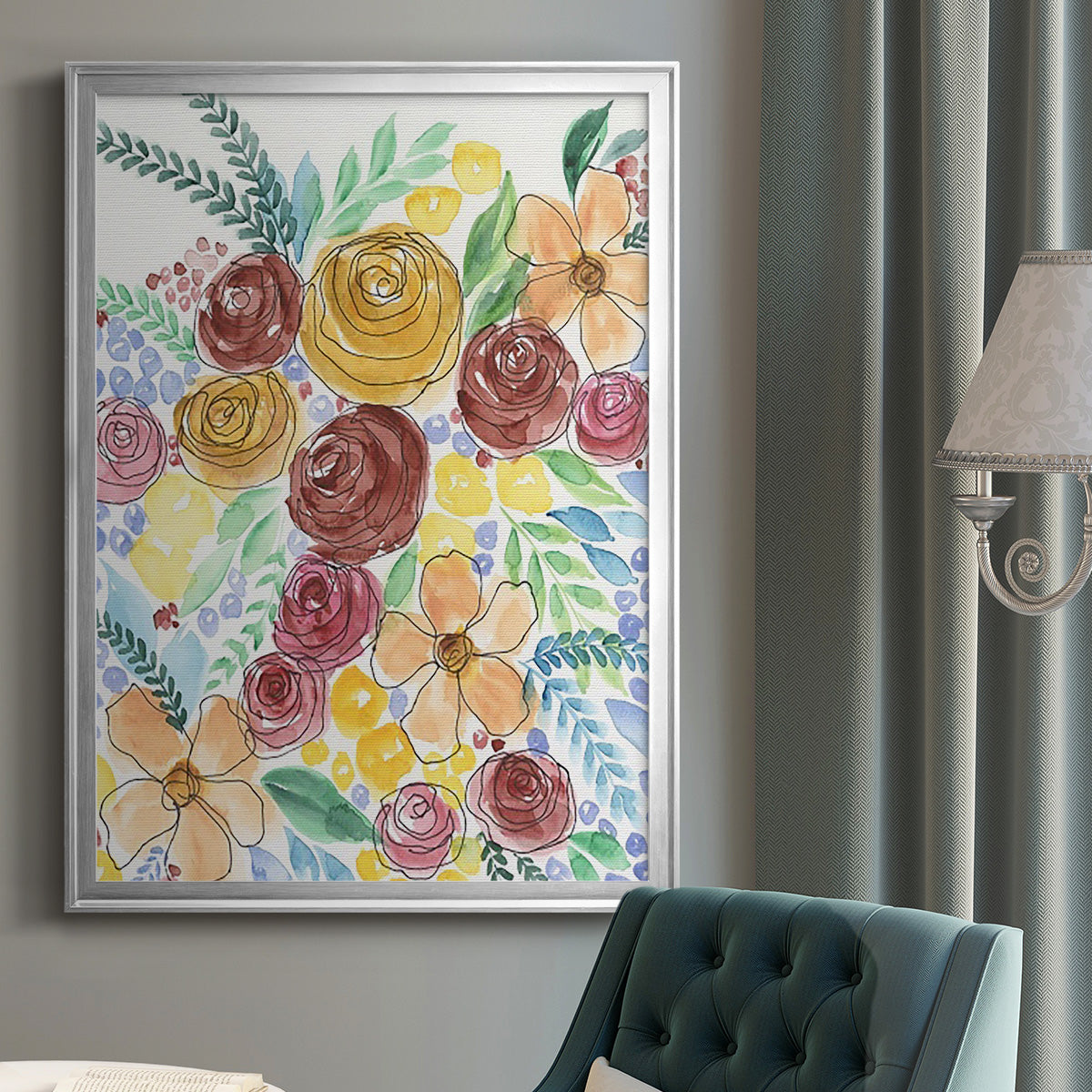 Flower Carousel II - Modern Framed Canvas Print