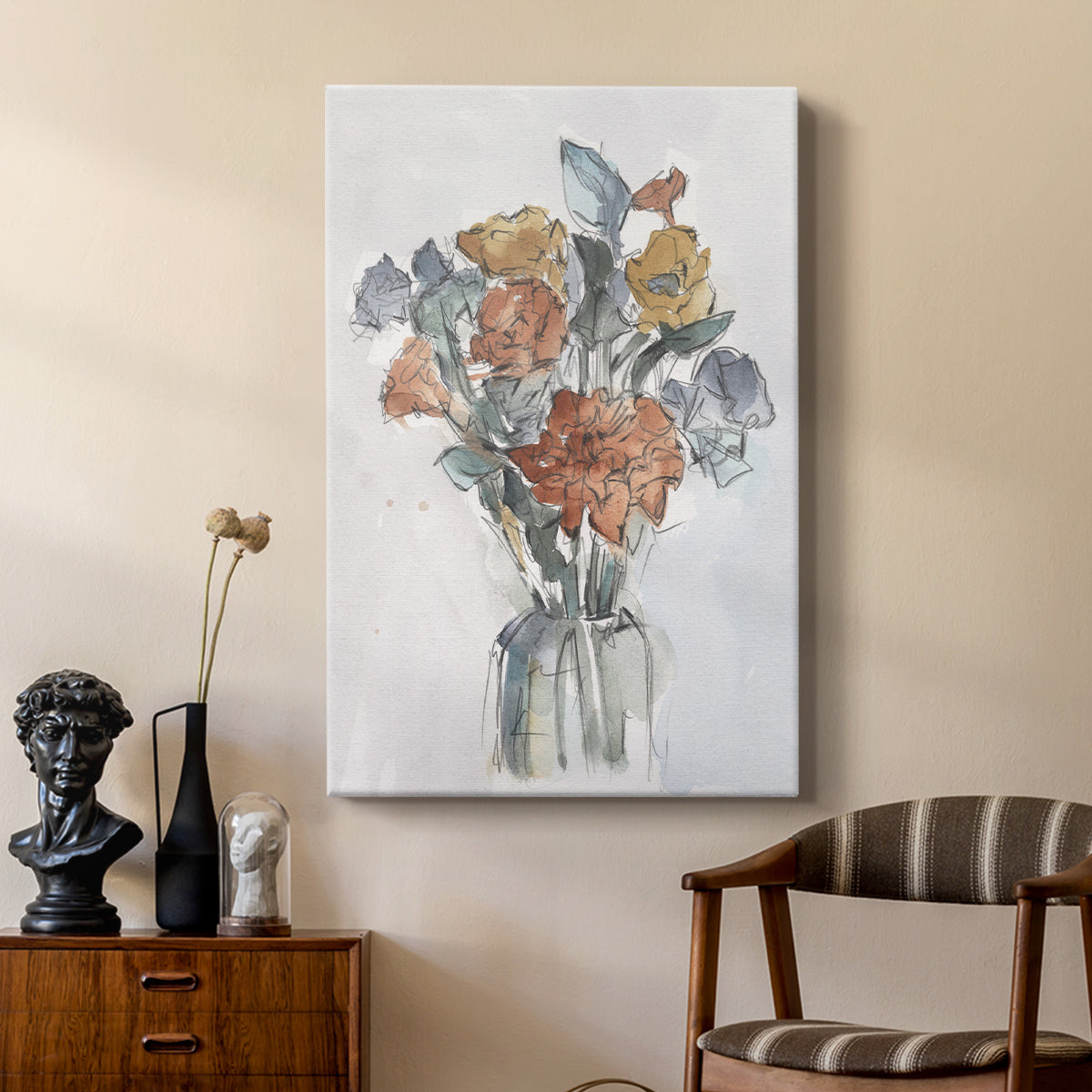 Watercolor Floral Arrangement I - Canvas Art Print