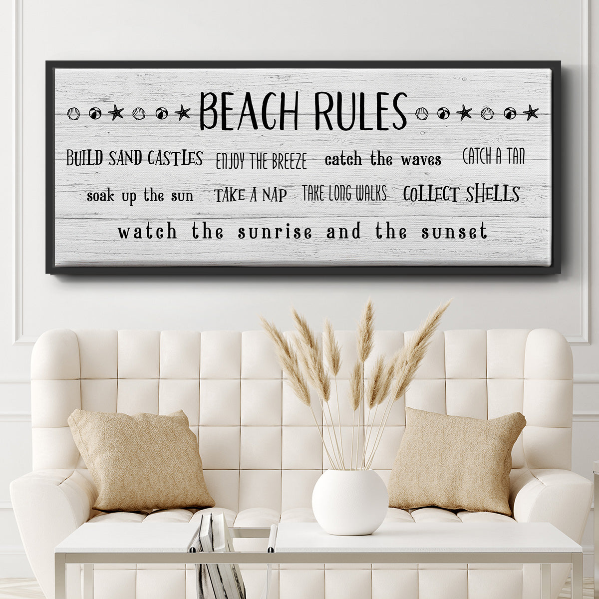 Rules of the Beach - Floater Framed Canvas Print