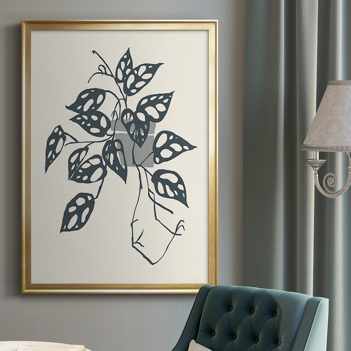 Growing Leaves III - Modern Framed Canvas Print