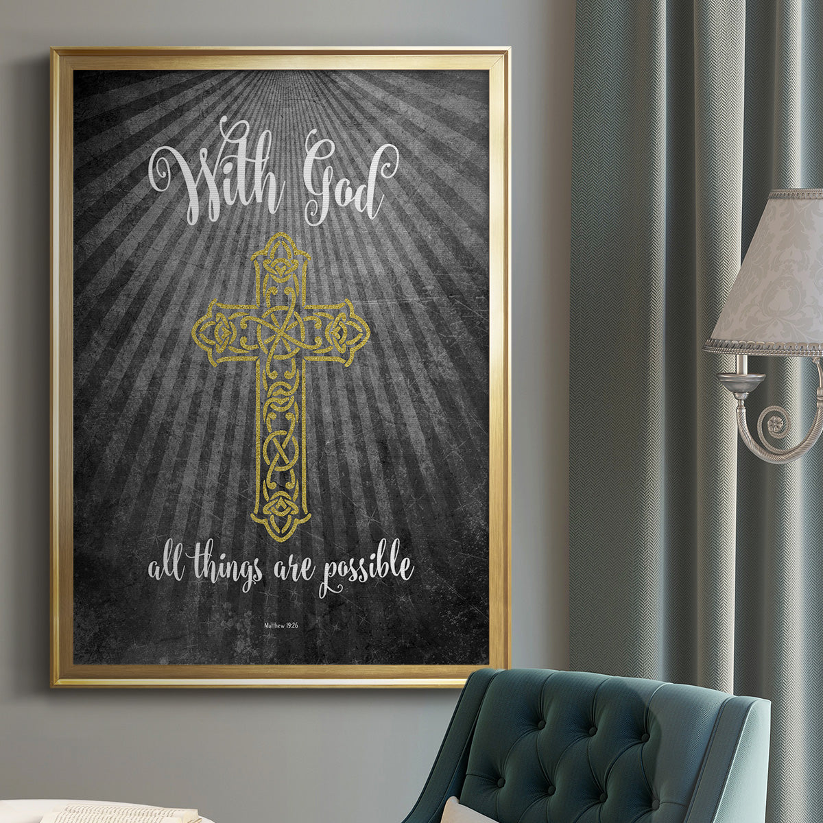 With God Gold - Modern Framed Canvas Print