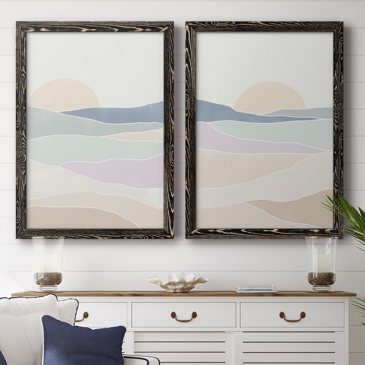 Wave Tableau I - Premium Framed Canvas 2 Piece Set - Ready to Hang