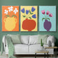 Modern Blooms I - Framed Premium Gallery Wrapped Canvas L Frame 3 Piece Set - Ready to Hang