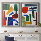 Colorful Shapes I - Premium Framed Canvas 2 Piece Set - Ready to Hang