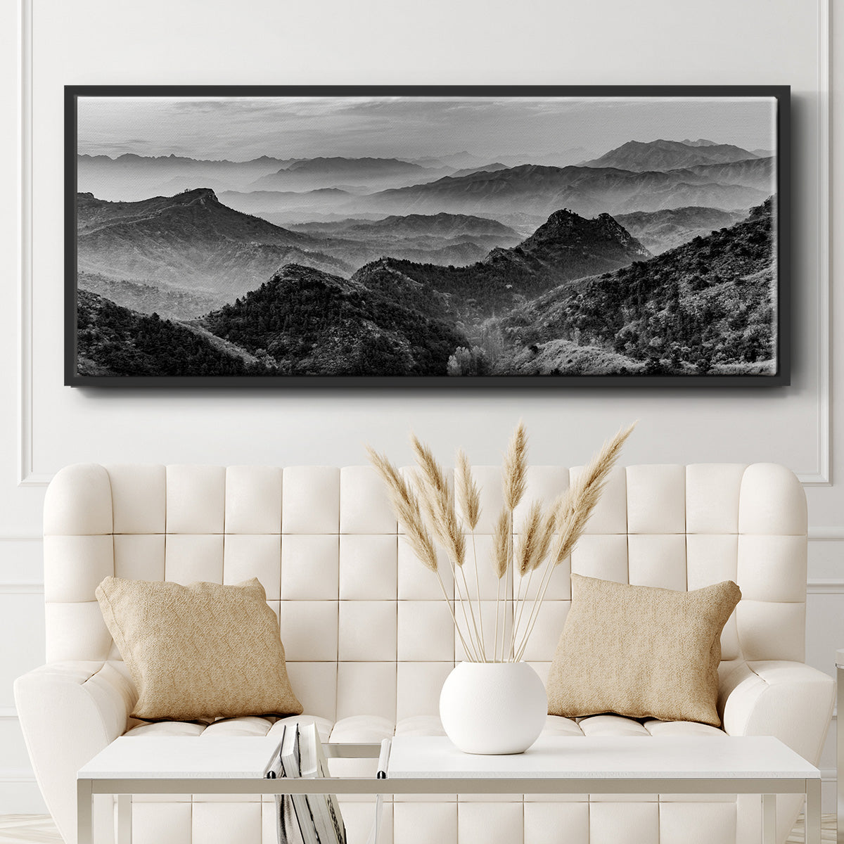Mountains of the Great Wall - Floater Framed Canvas Print