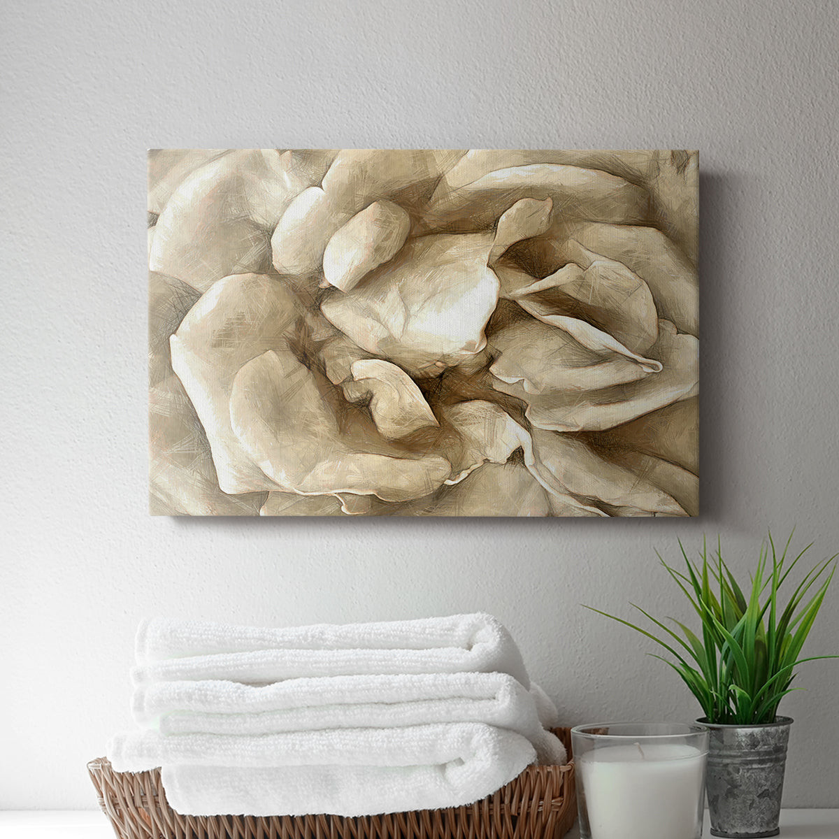 Neutral Wall Flower II - Canvas Art Print