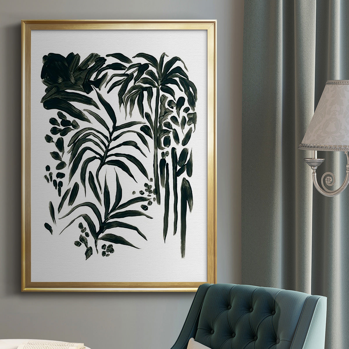 Ink Jungle I - Modern Framed Canvas Print