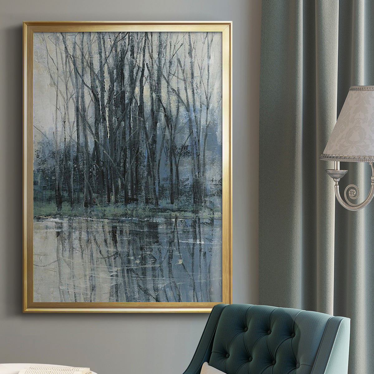 Morning Drizzle II - Modern Framed Canvas Print
