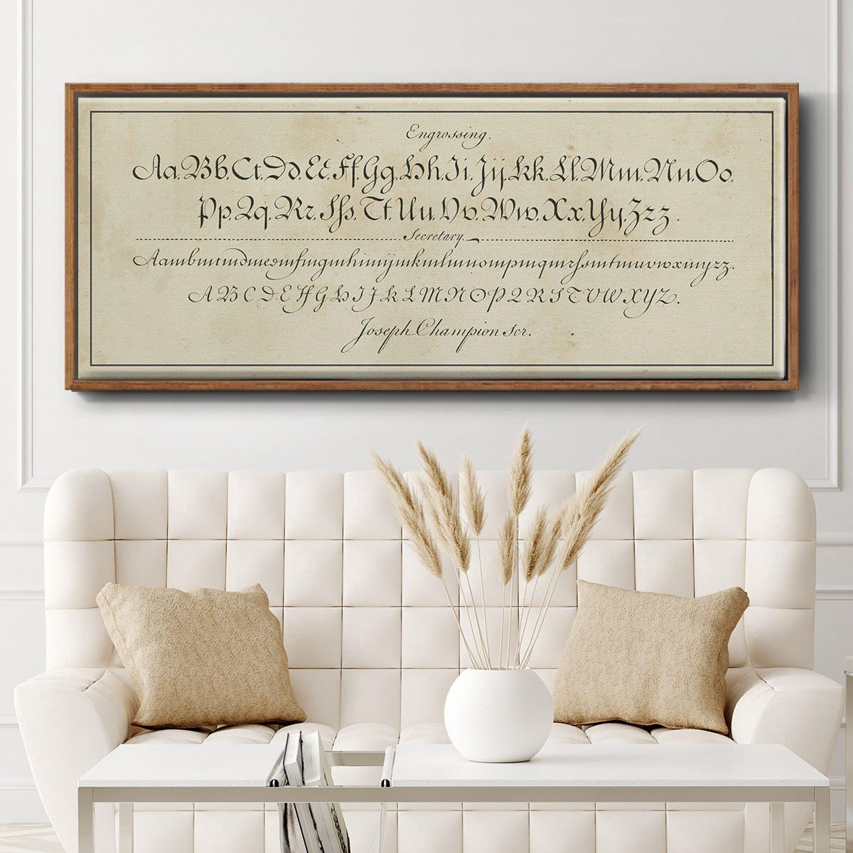 Manuscript Sampler V - Floater Framed Canvas Print