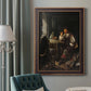 Classical portrait of a soldier smoking a pipe by Frans van Mieris the Elder in an ornate bronzed mahogany wood frame displayed in a dark-toned interior setting.