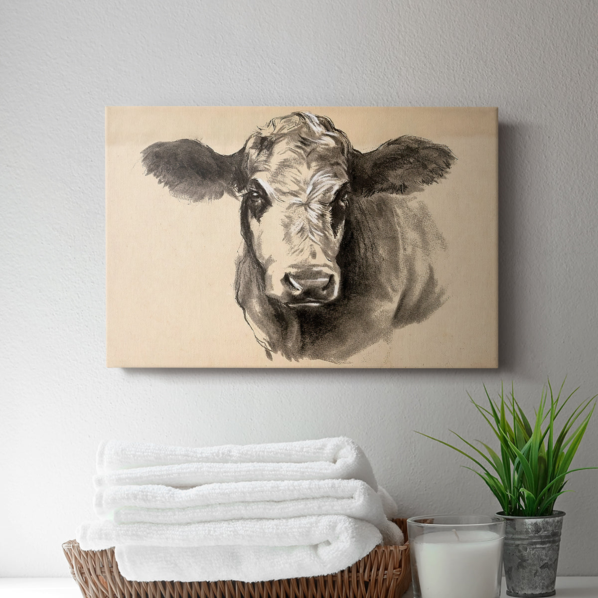 Charcoal Cow I - Canvas Art Print