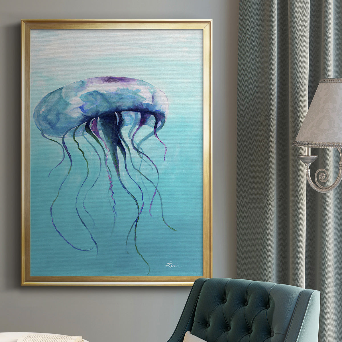 Jelly Fish - Modern Framed Canvas Print