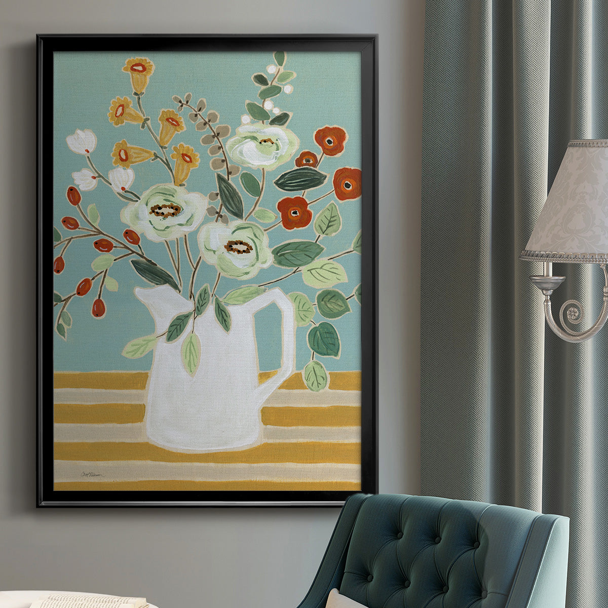 Joyful Blossoms II - Modern Framed Canvas Print