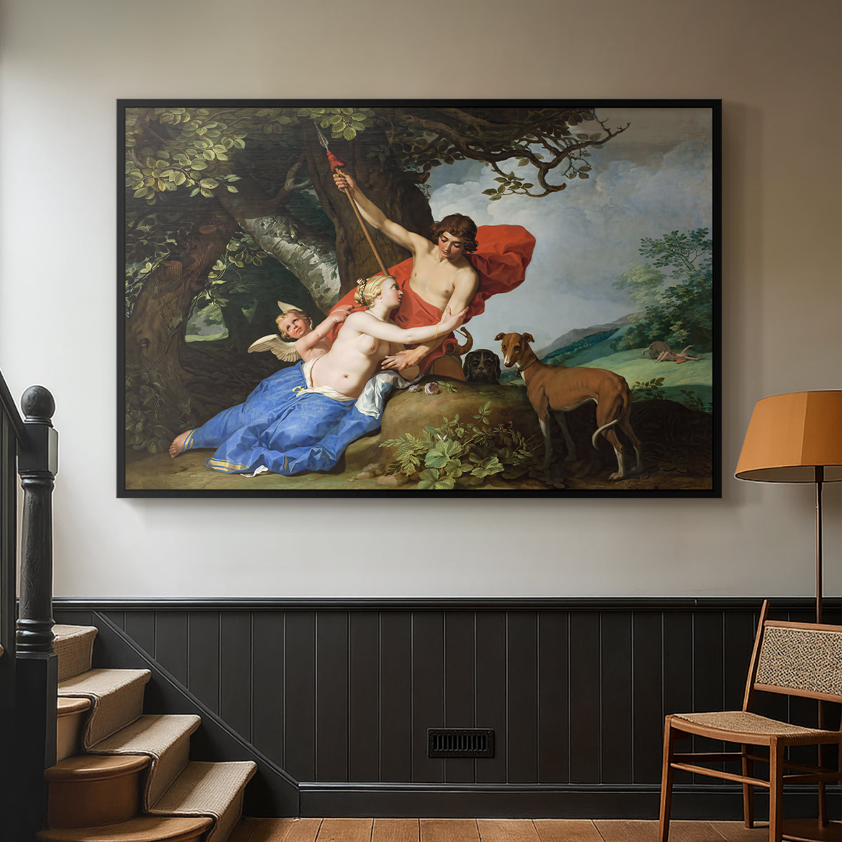 Venus and Adonis, 1632 - Floater Framed Canvas Print