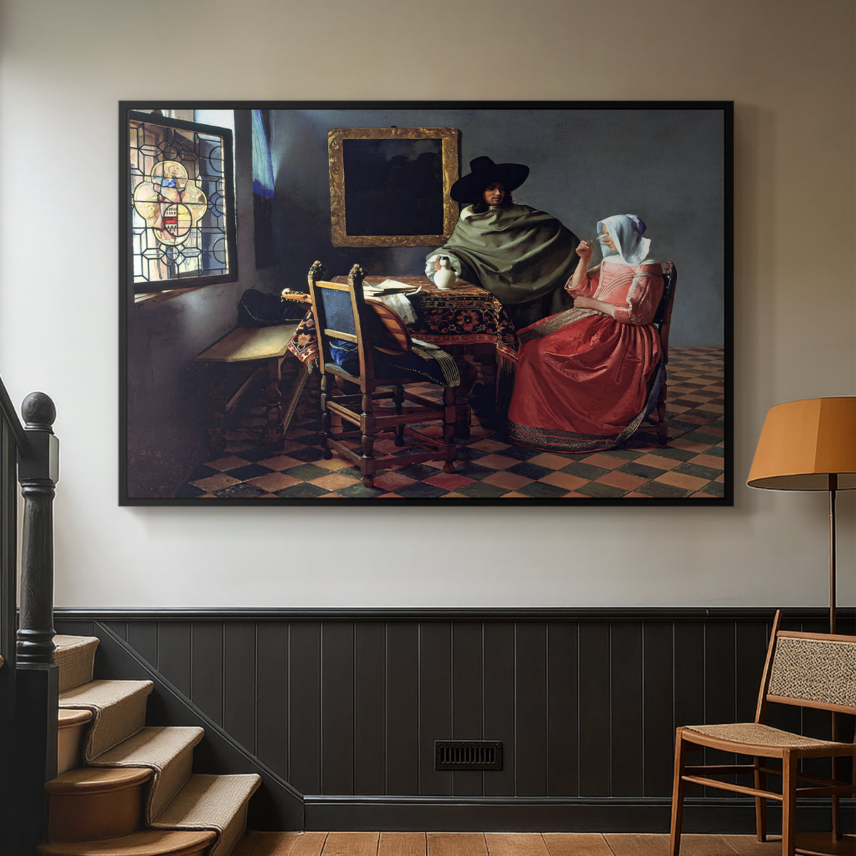 The Glass of Wine, c. 1660 - Floater Framed Canvas Print