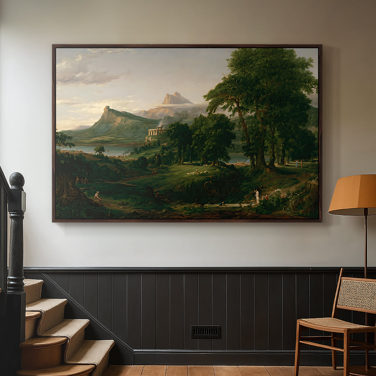 The Course of Empire: The Arcadian or Pastoral State, 1834 - Floater Framed Canvas Print