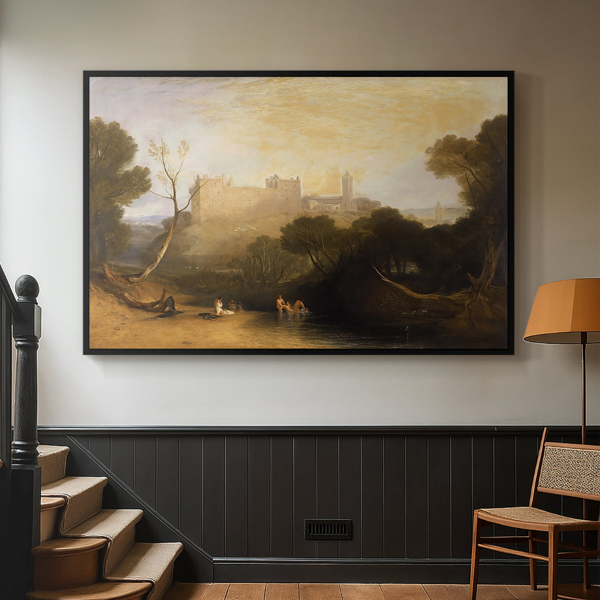 Linlithgow Palace, c. 1807 - Floater Framed Canvas Print