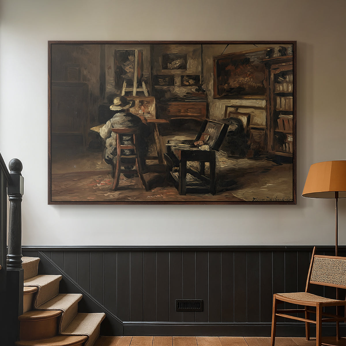 The Studio of Ferdinand De Braekeleer I, Father of the Painter, c. 1873-1885 - Floater Framed Canvas Print
