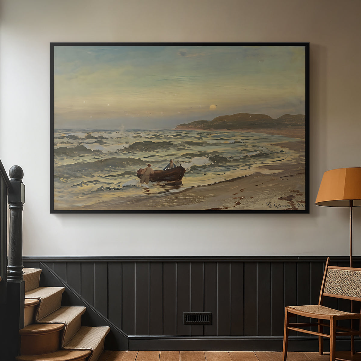 Storm at Rügen, 1882 - Floater Framed Canvas Print