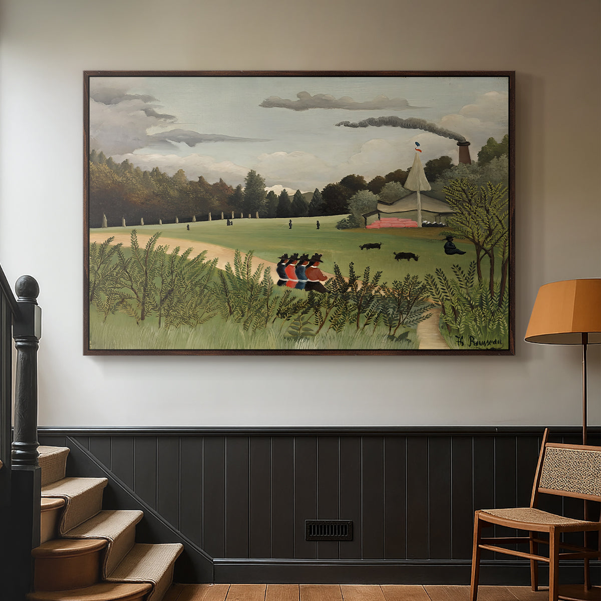 The Chair Factory at Alfortville, 1897 - Floater Framed Canvas Print