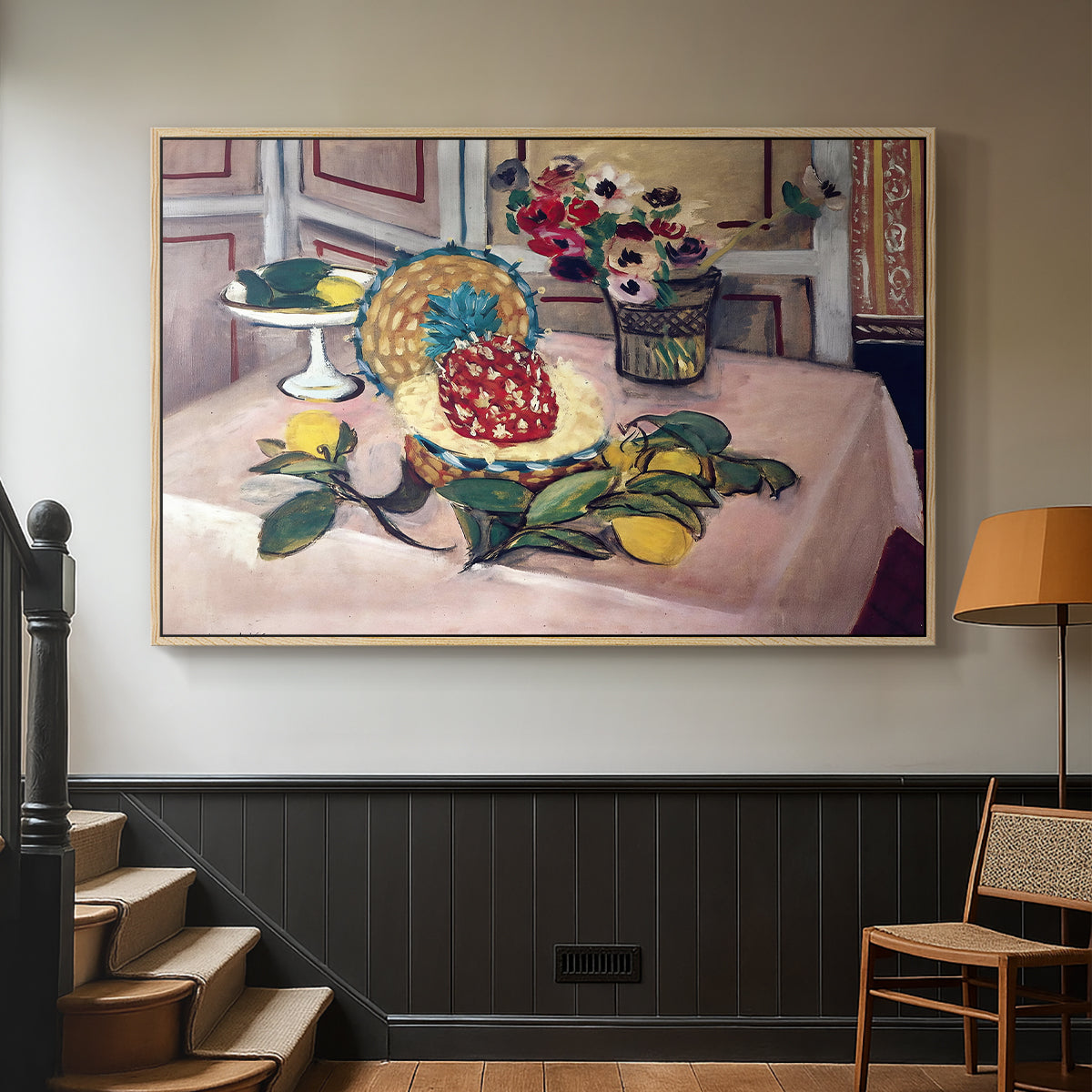 Still Life with Pineapple and Lemons, 1925 - Floater Framed Canvas Print
