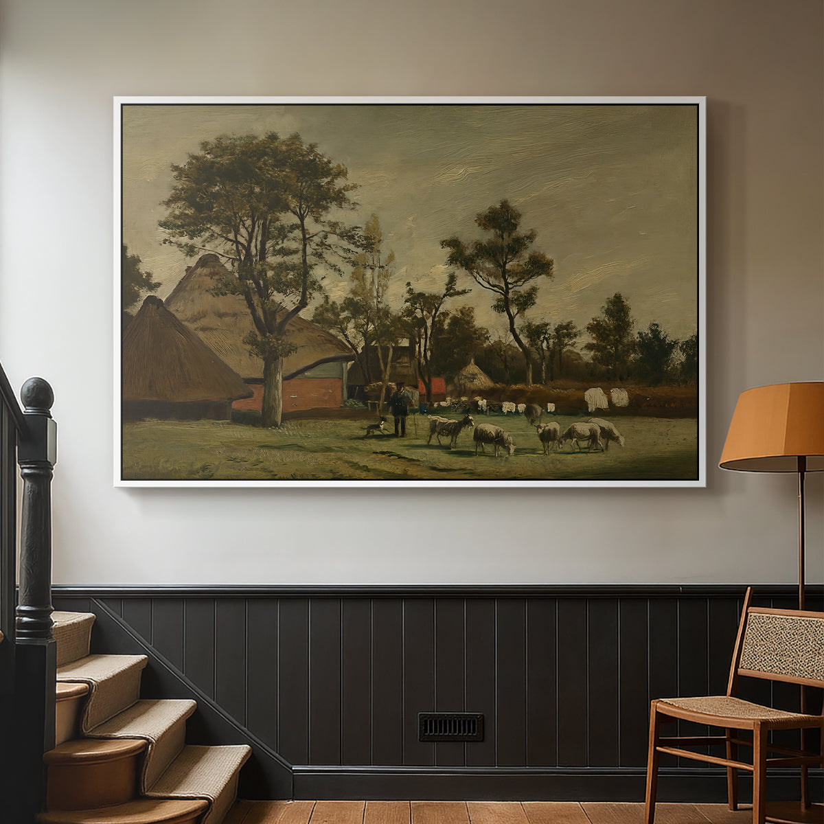 Farmhouse, c. 1865-1875 - Floater Framed Canvas Print