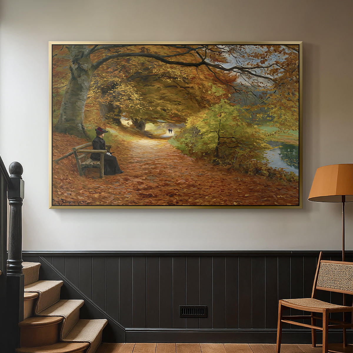 A Wooded Path in Autumn, 1902 - Floater Framed Canvas Print