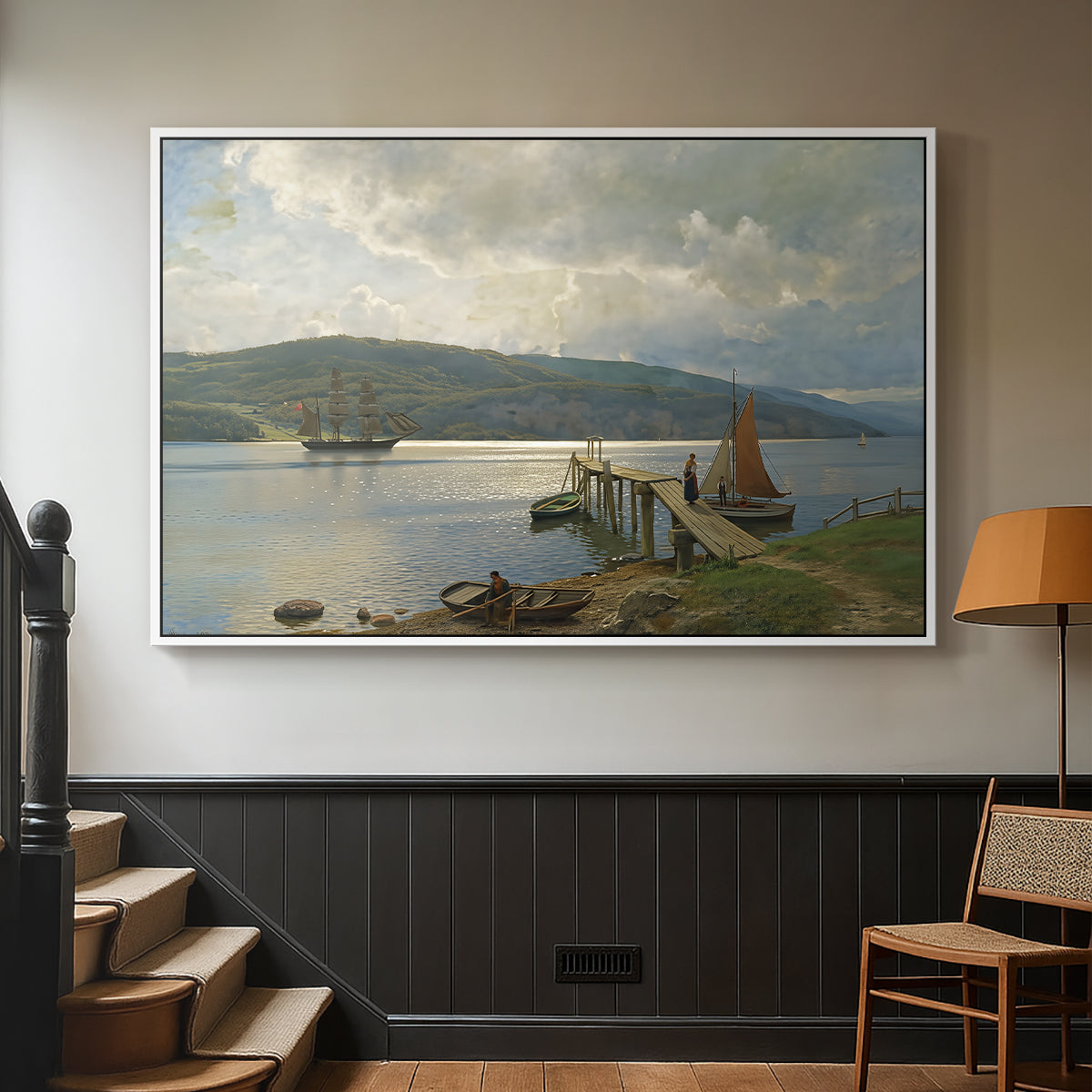 The Jetty at Feste near Moss, 1898 - Floater Framed Canvas Print