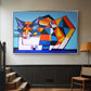 Cassie Thinking about Cubism - Floater Framed Canvas Print