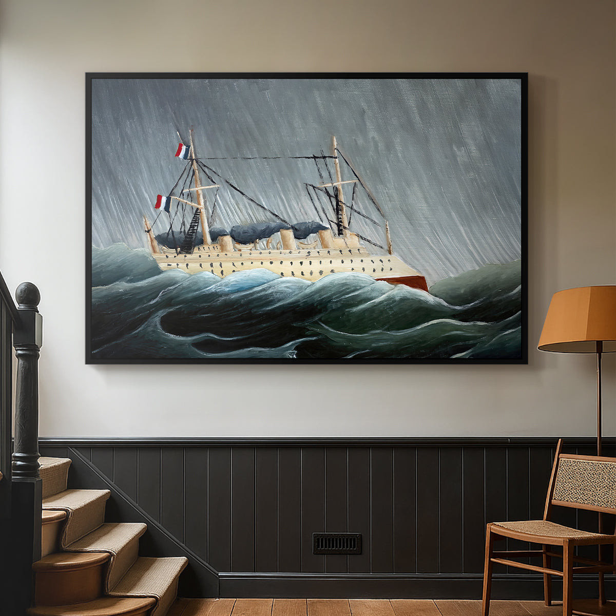 A Ship in the Storm, c. 1899 - Floater Framed Canvas Print