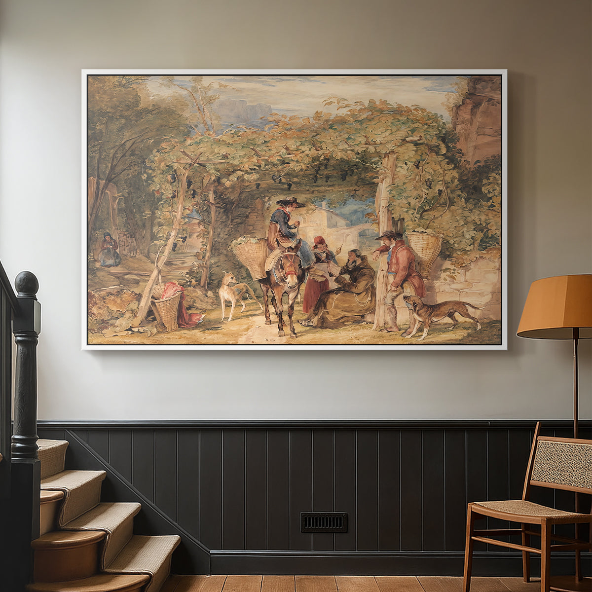 Figures and Animals in a Vineyard, c. 1829 - Floater Framed Canvas Print