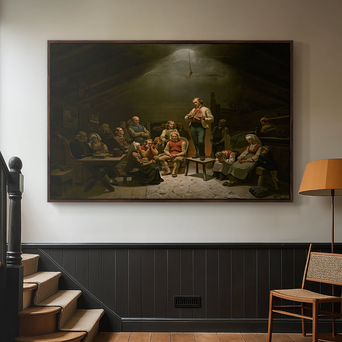 Low Church Devotion (Haugianerne), 1848 - Floater Framed Canvas Print