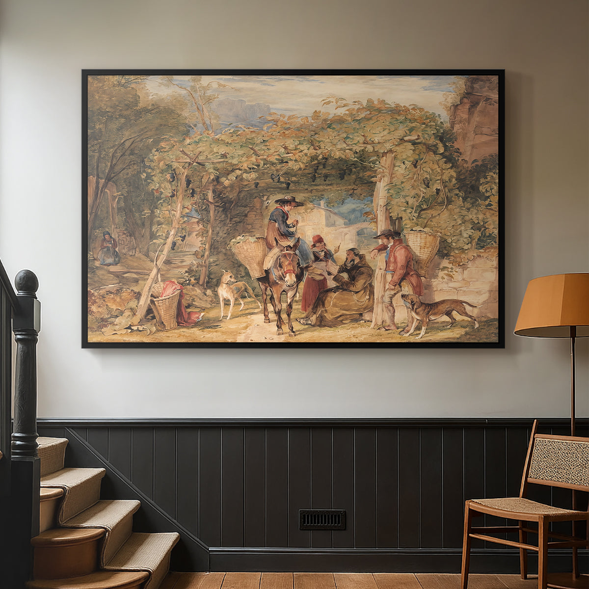 Figures and Animals in a Vineyard, c. 1829 - Floater Framed Canvas Print