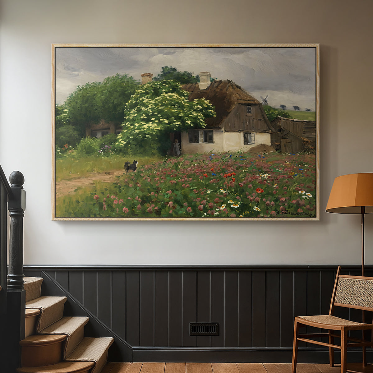 Farmhouse with Meadow Flowers, 1909 - Floater Framed Canvas Print