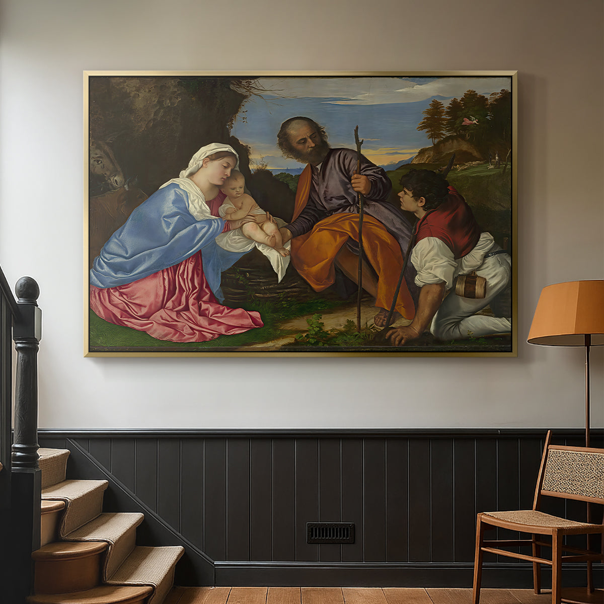 The Holy Family with a Shepherd, c. 1510 - Floater Framed Canvas Print