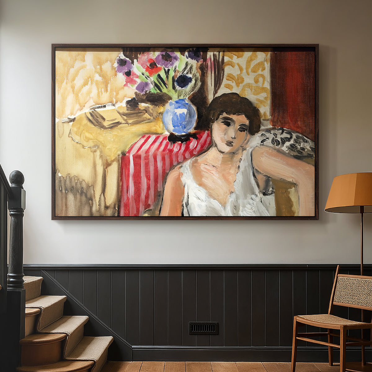 Woman Seated in an Armchair, c. 1920 - Floater Framed Canvas Print