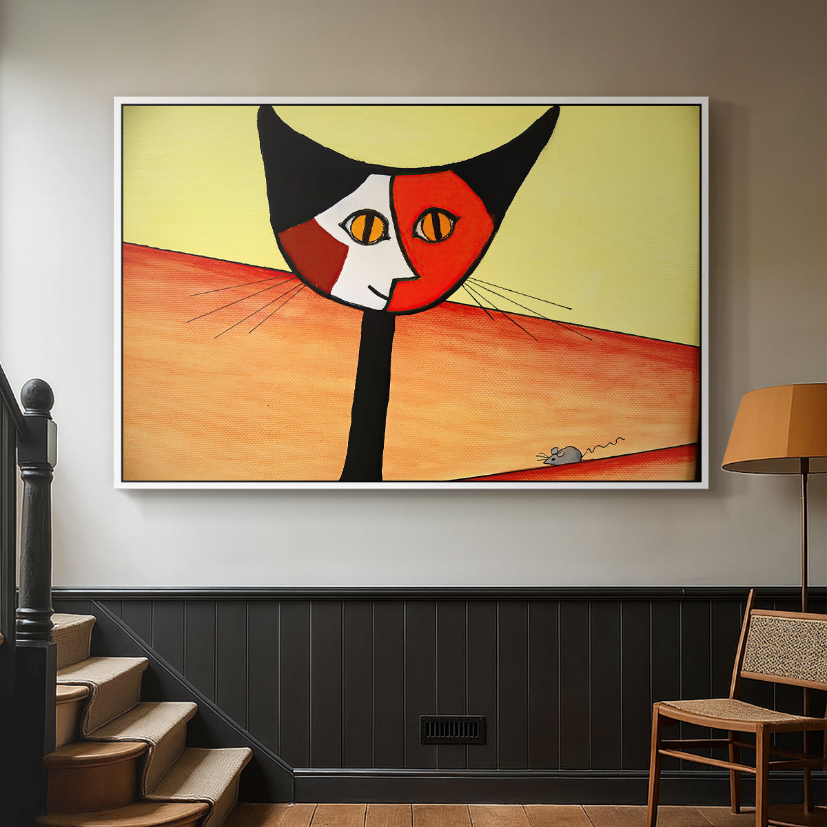 Picasso's Cat–El Gato - Floater Framed Canvas Print