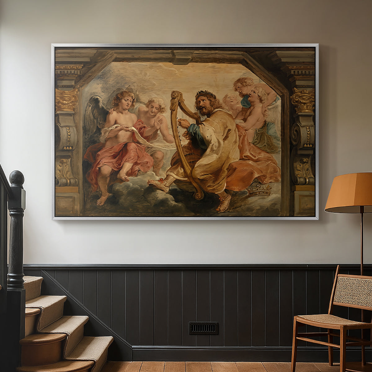 King David Playing the Harp, c. 1627-1628 - Floater Framed Canvas Print