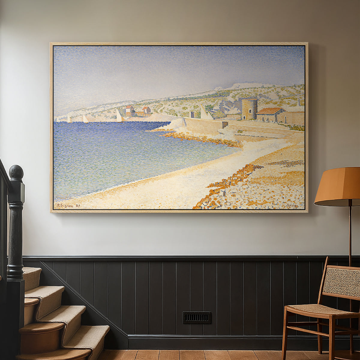 The Jetty at Cassis, Opus 198, 1889 - Floater Framed Canvas Print