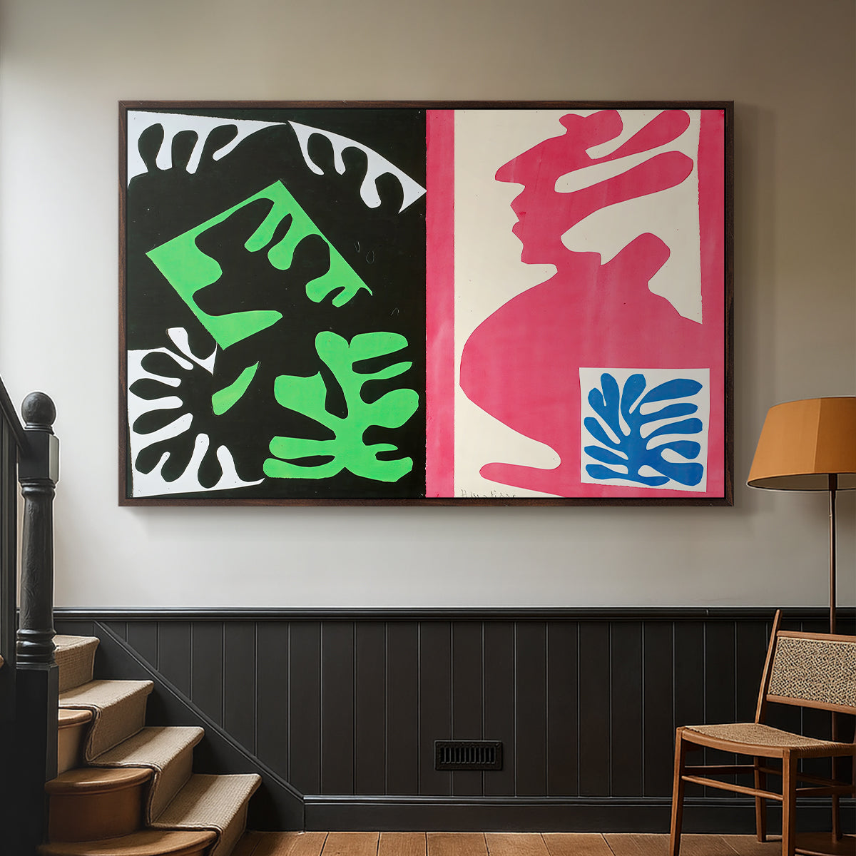 Composition, Black and Red, from Jazz, 1947 - Floater Framed Canvas Print